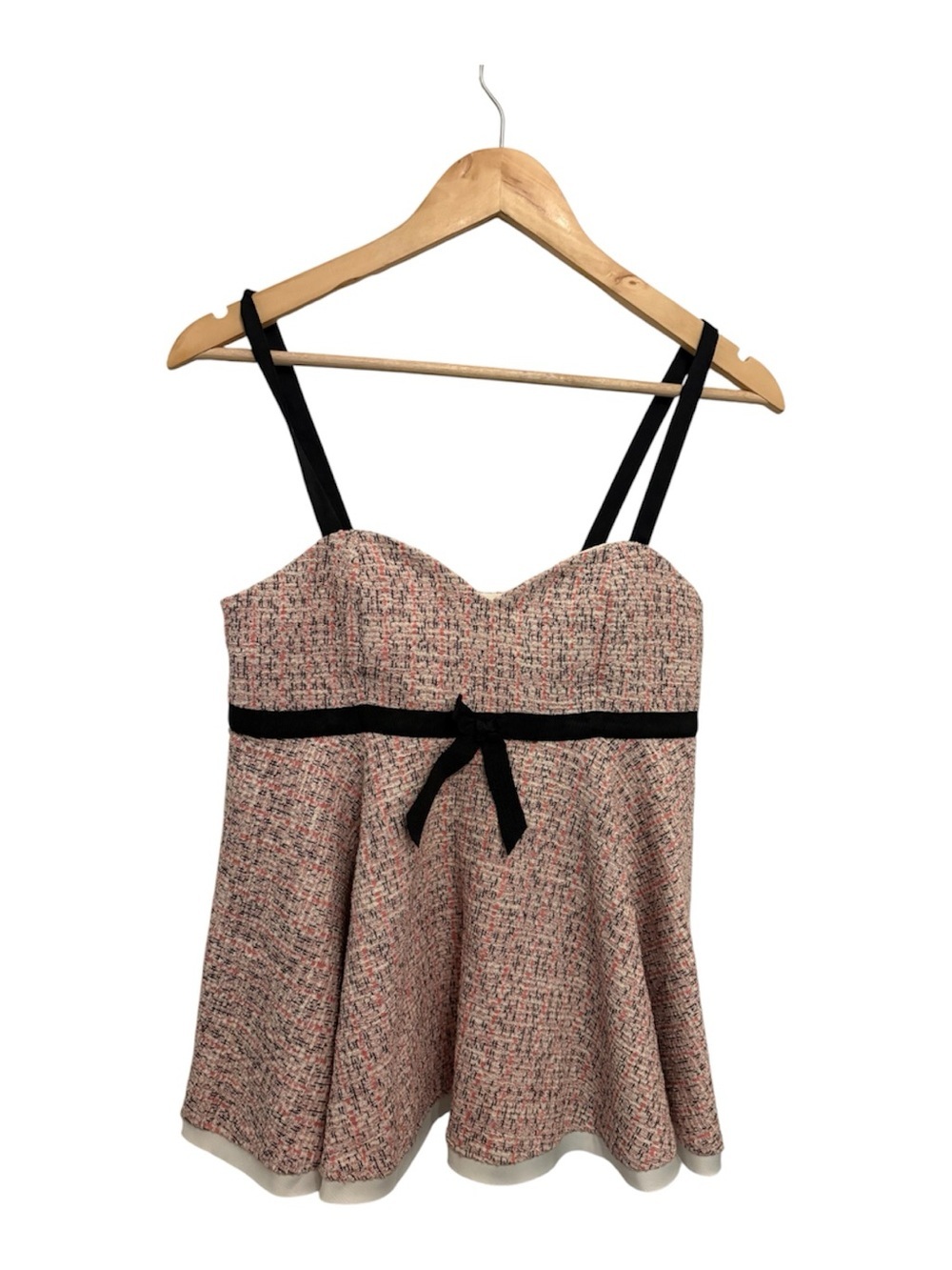 Zara Pink Tweed Bustier Camisole with Black Trim